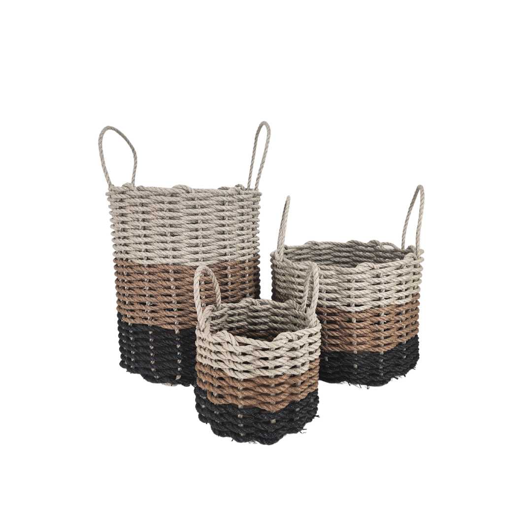 Black, brown and tan ombre rope basket