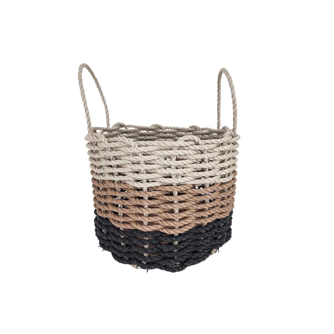 Black, brown and tan ombre rope basket