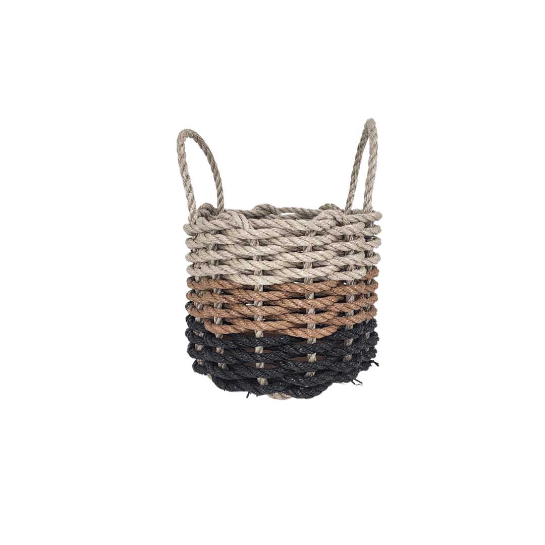 Black, brown and tan ombre rope basket