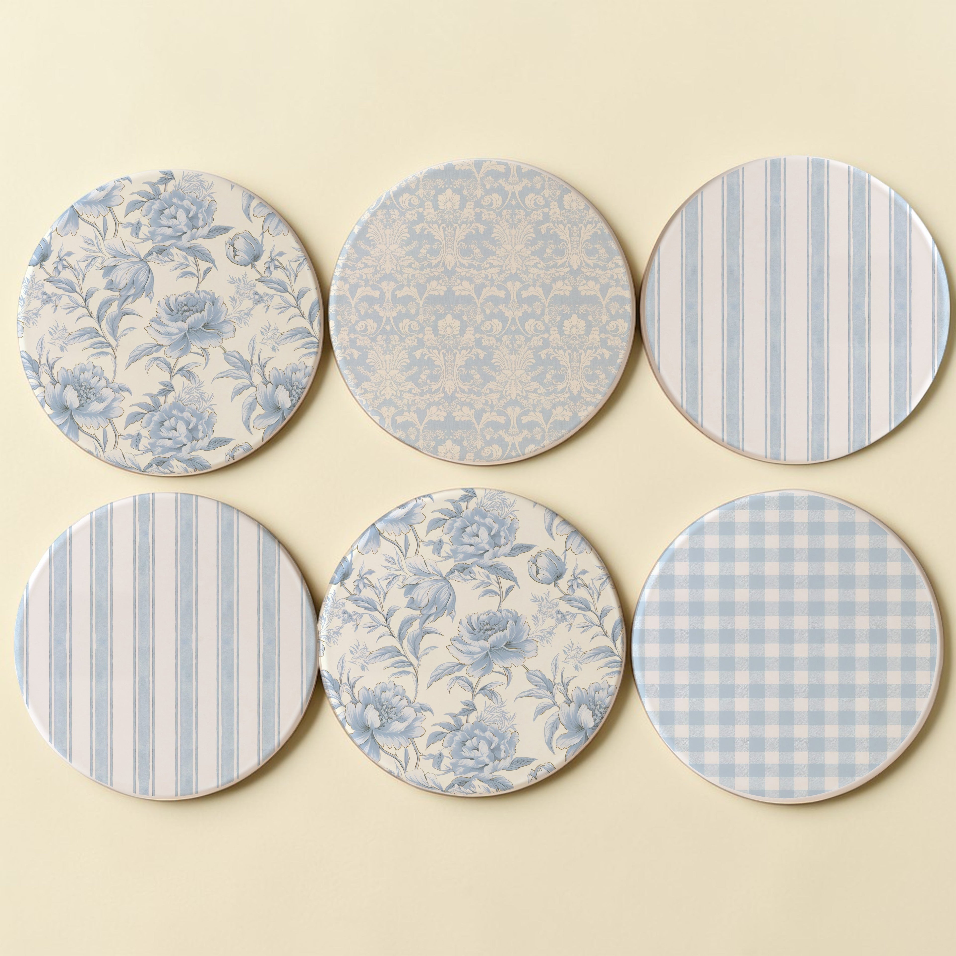 French Country Ceramic Coasters — Set of 4