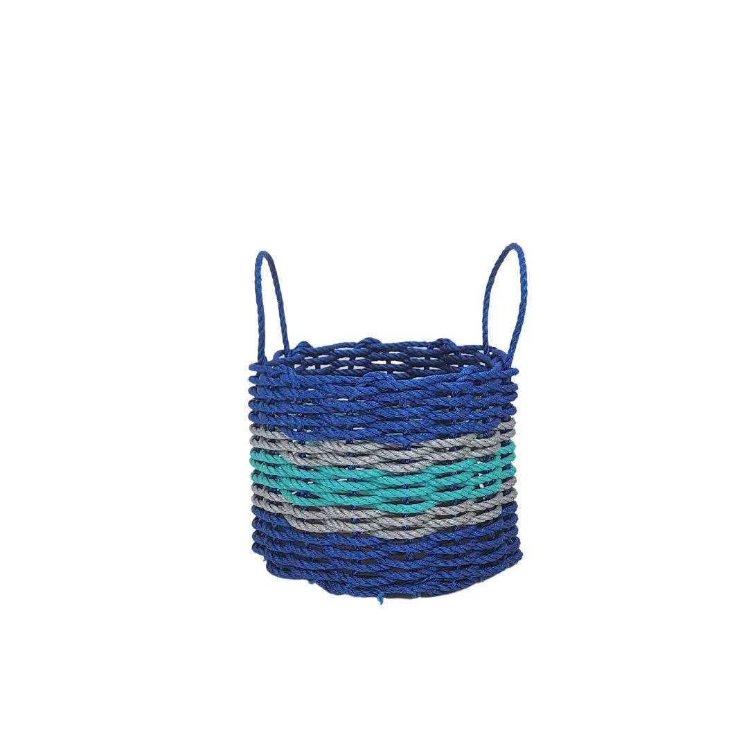 Blue, Teal + Light Gray Accent Rope Basket