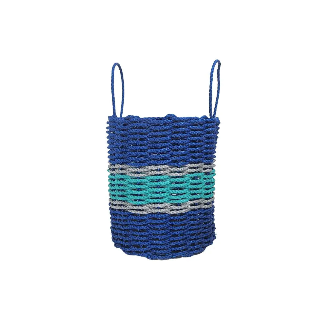 Blue, Teal + Light Gray Accent Rope Basket