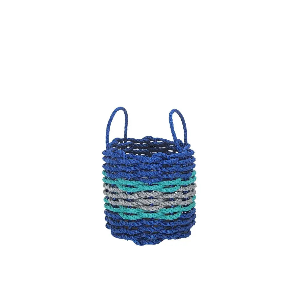 Blue, Light Gray & Teal Accent Rope Basket