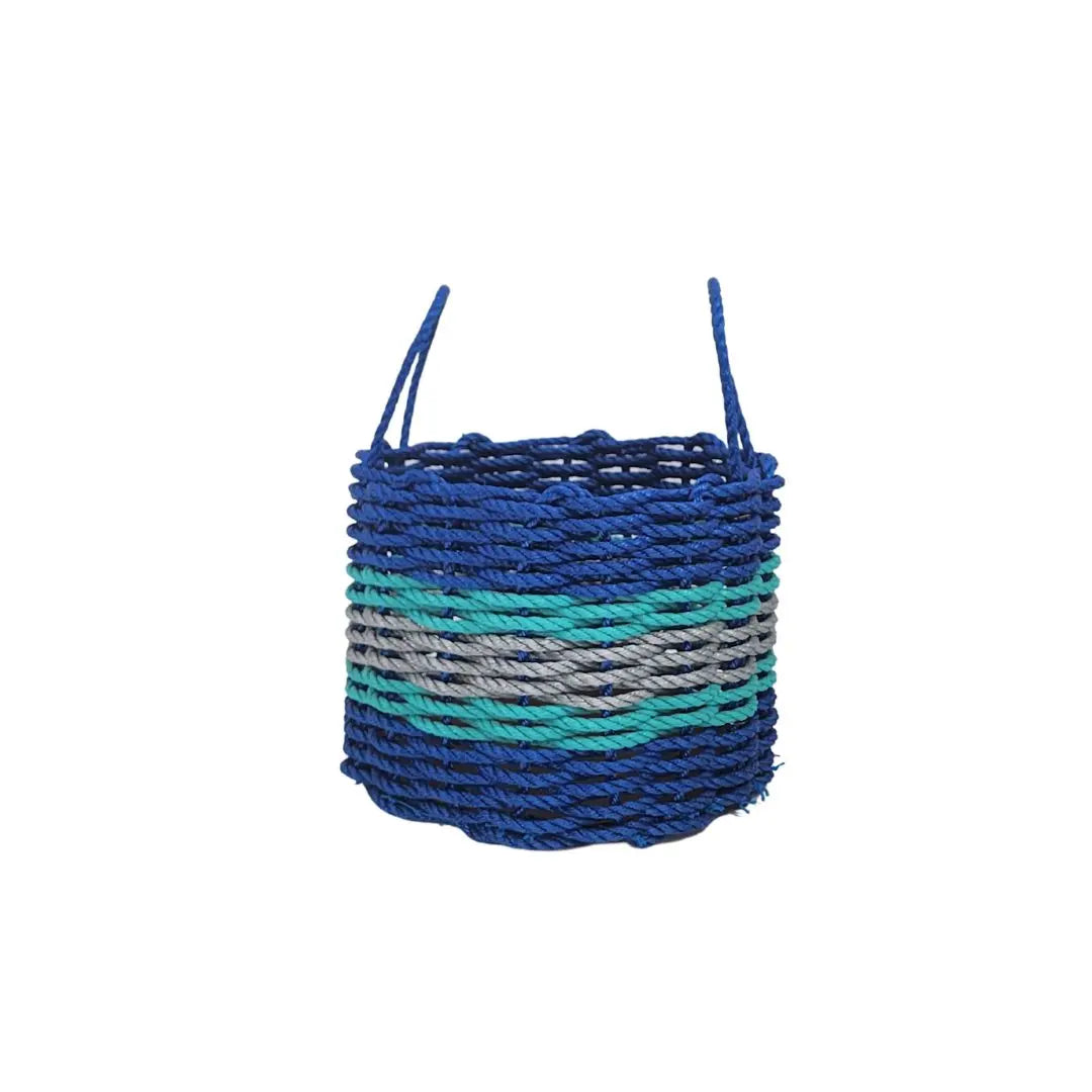 Blue, Light Gray + Teal Accent Rope Basket