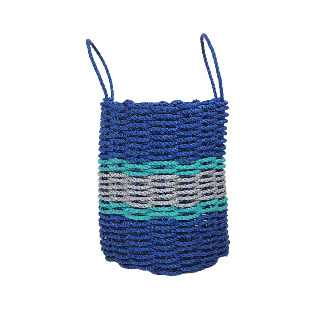 Blue, Light Gray + Teal Accent Rope Basket
