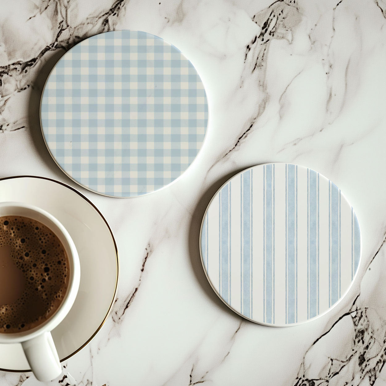 French Country Ceramic Coasters — Set of 4