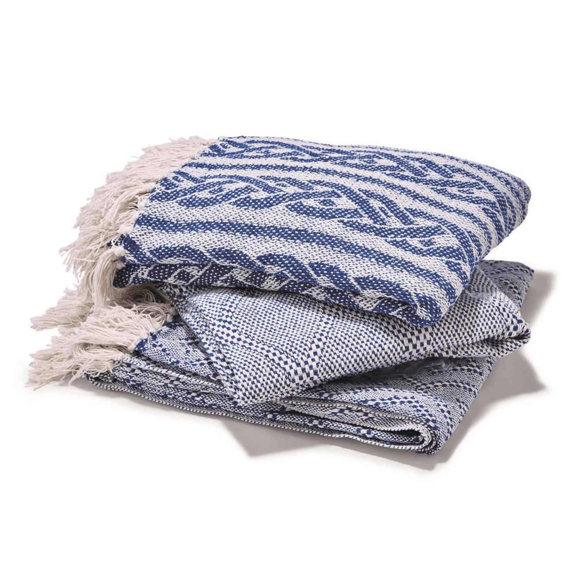 Tassel Blue Cotton Throw Blanket