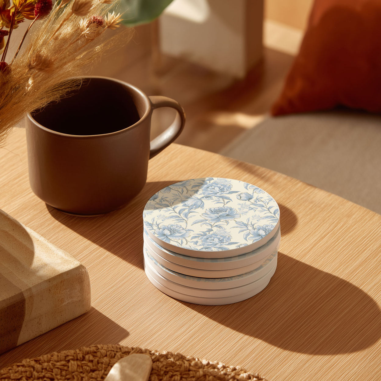 French Country Ceramic Coasters — Set of 4