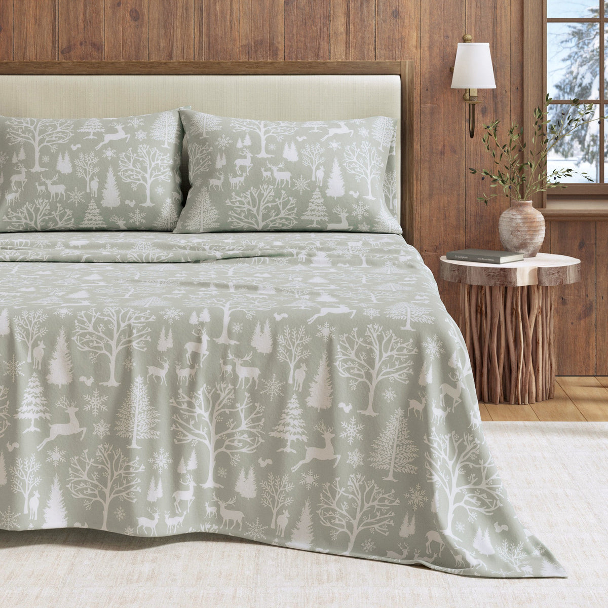 Lakeview Turkish cotton flannel sheet set in lodge prints