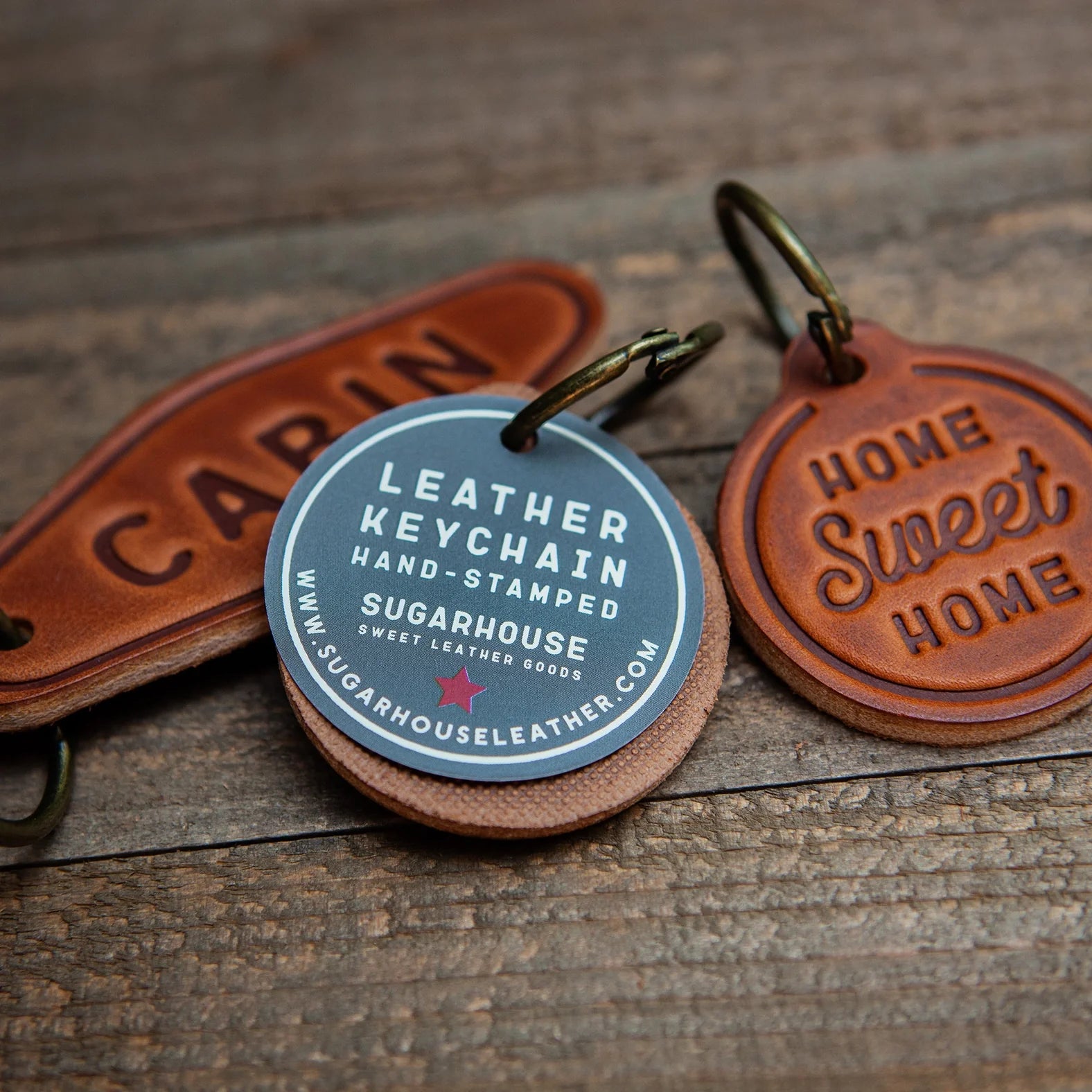 Leather ruler keychain