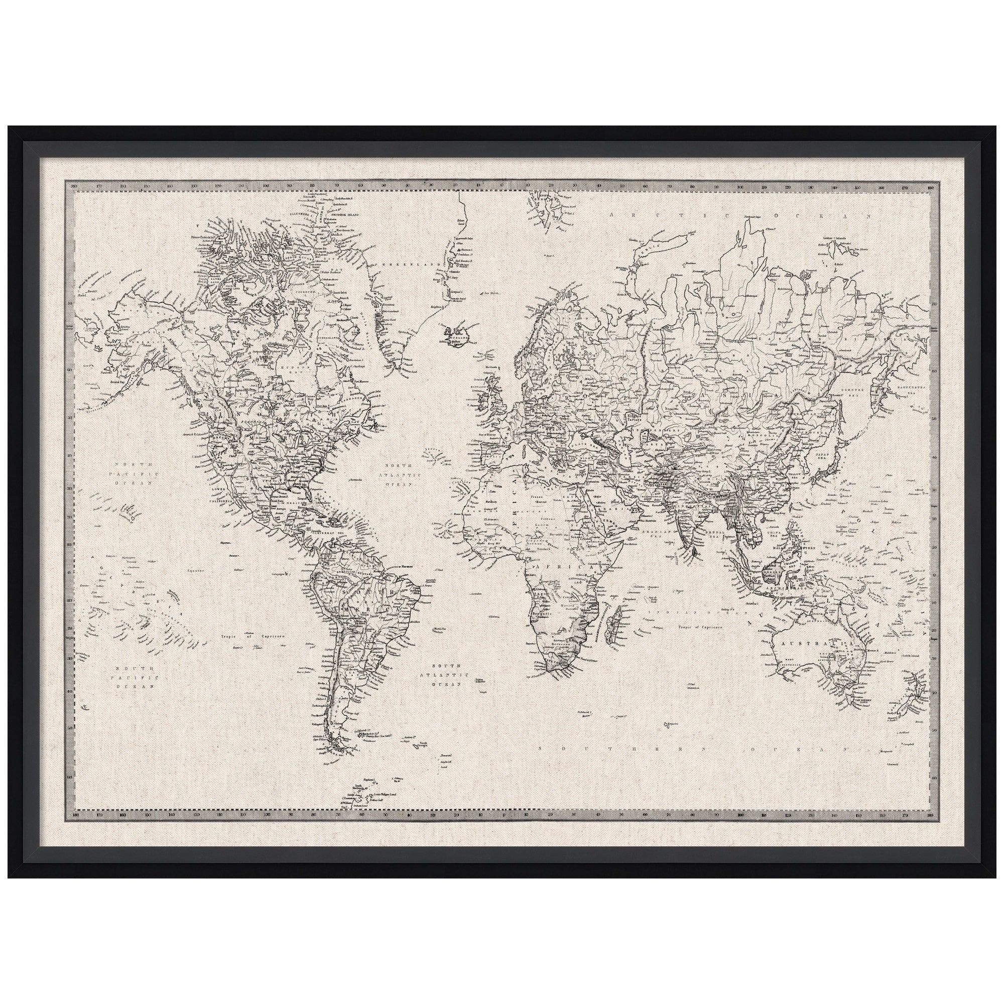 Vintage World Map Fabric Pinboard