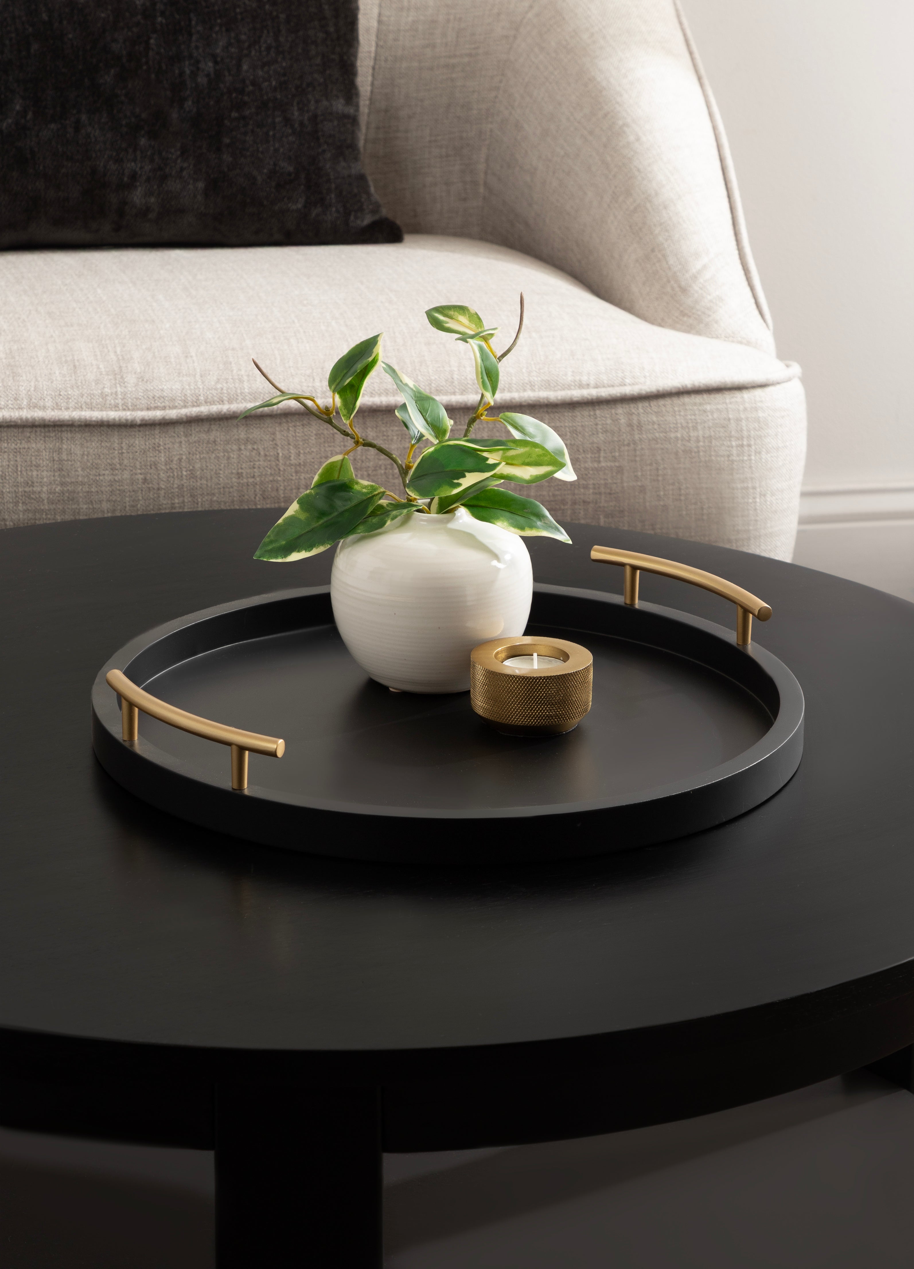 Halsey Wood Round Decorative Tray
