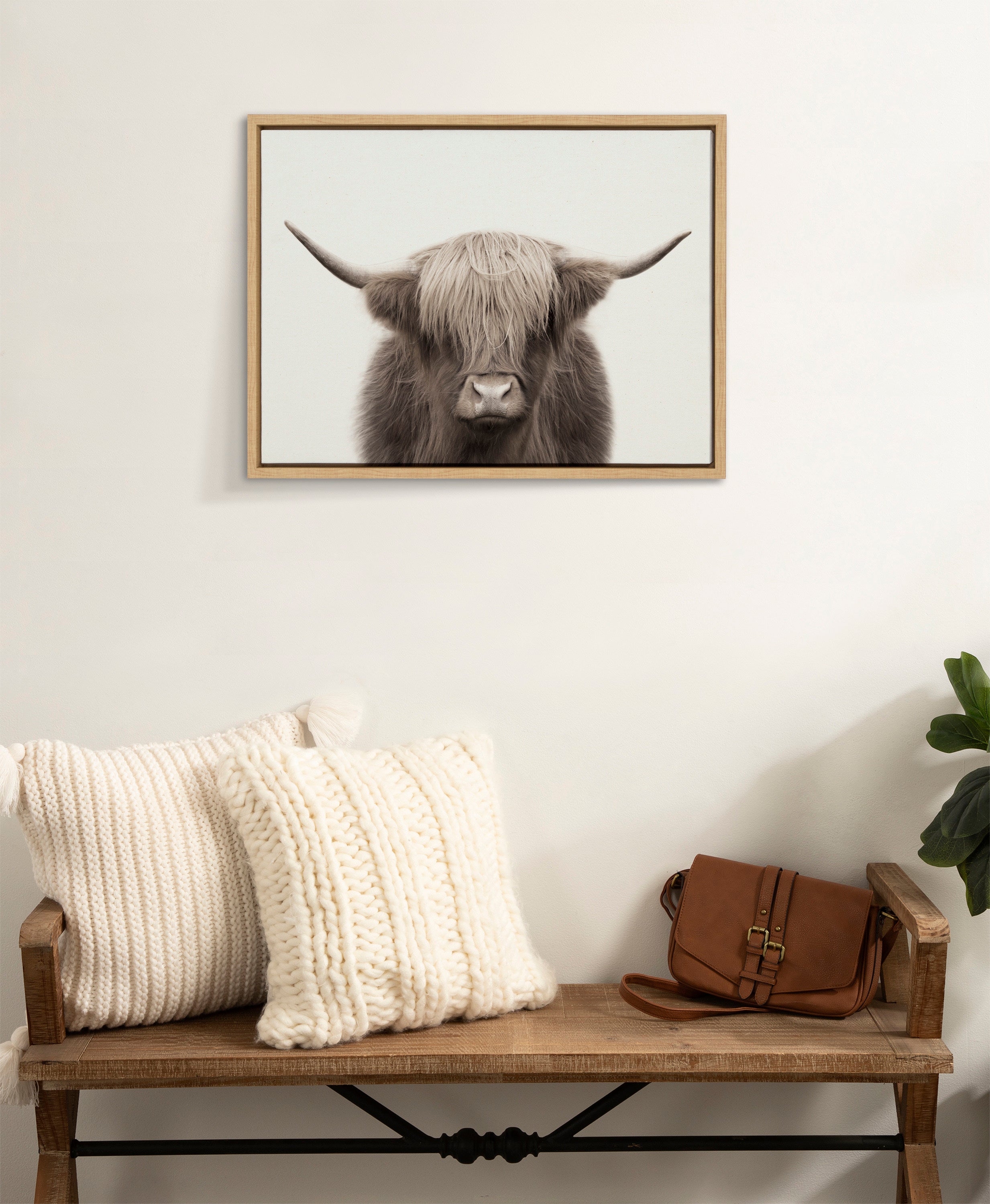 Sylvie Hey Dude Highland Cow Framed Canvas Art