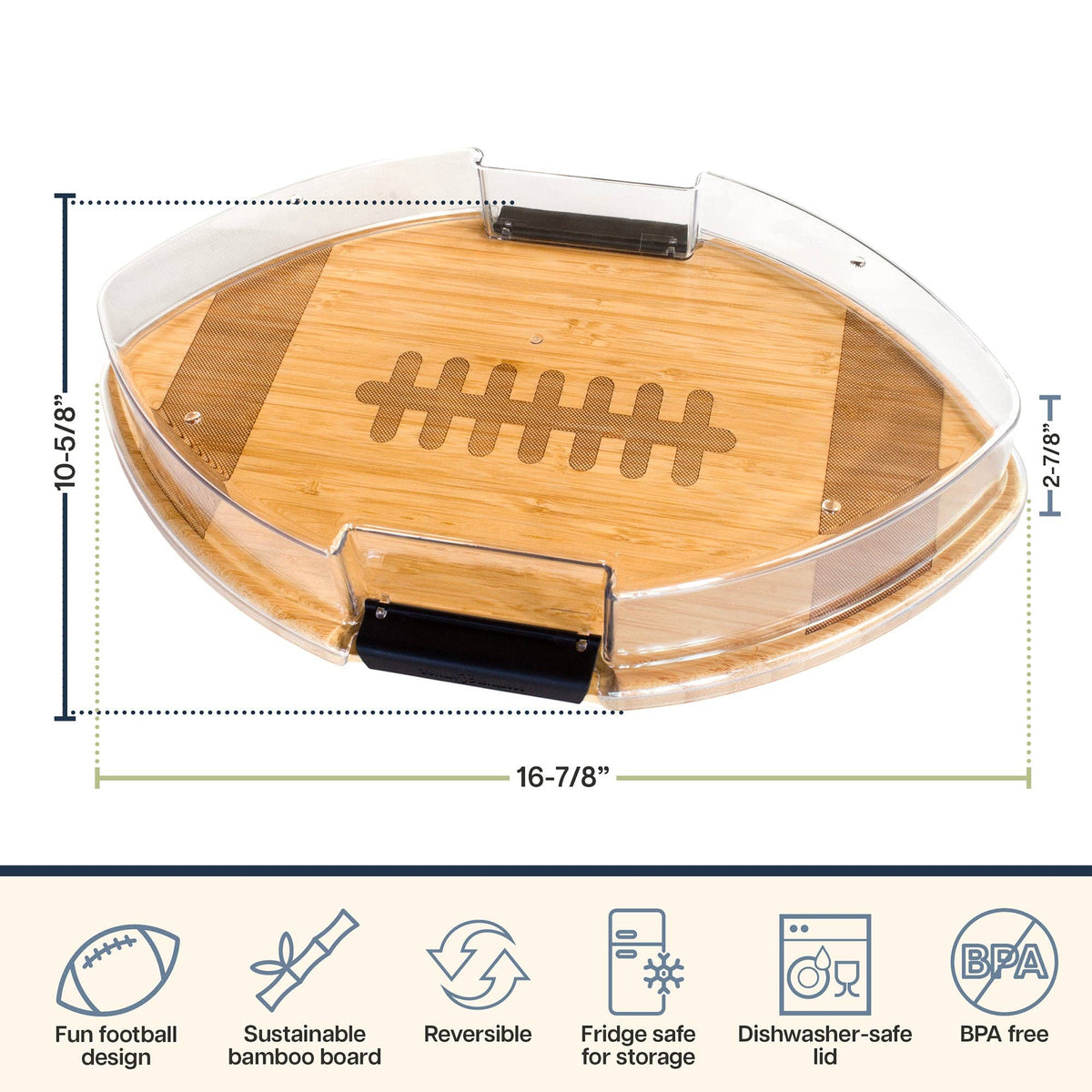 Flip, Serve & Store™ Football Charcuterie Board with Lid