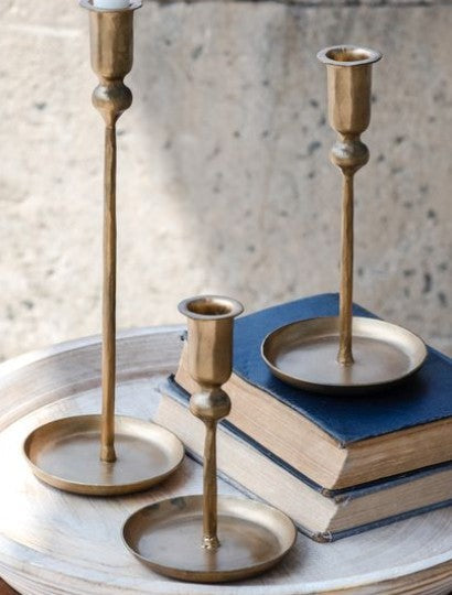 Gold plate candle holder set