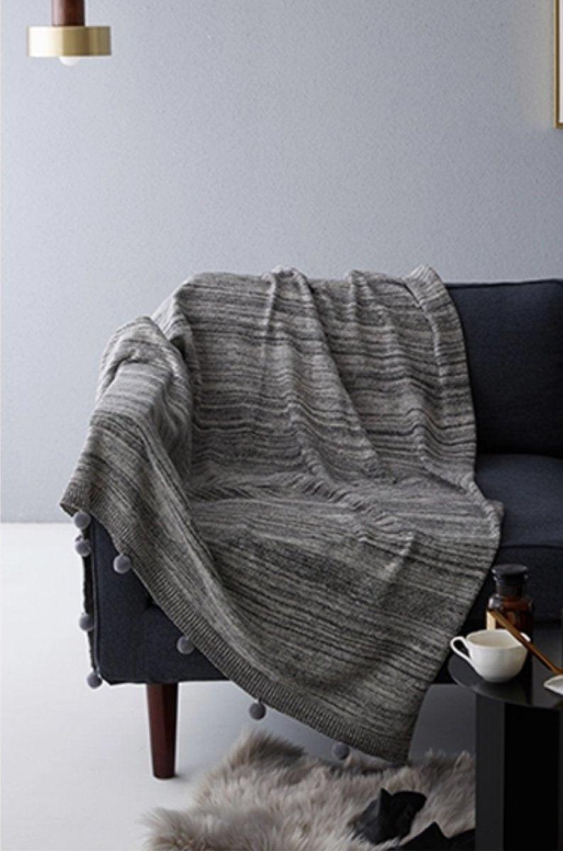 Casablanca Pom Pom Cotton Throw Blanket