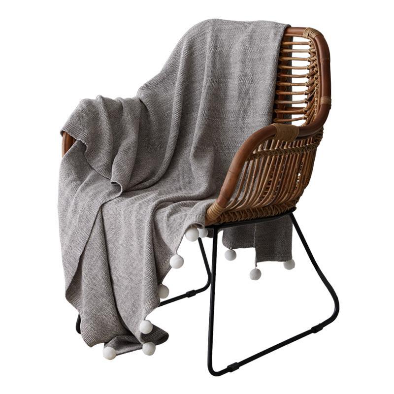 Casablanca Pom Pom Cotton Throw Blanket