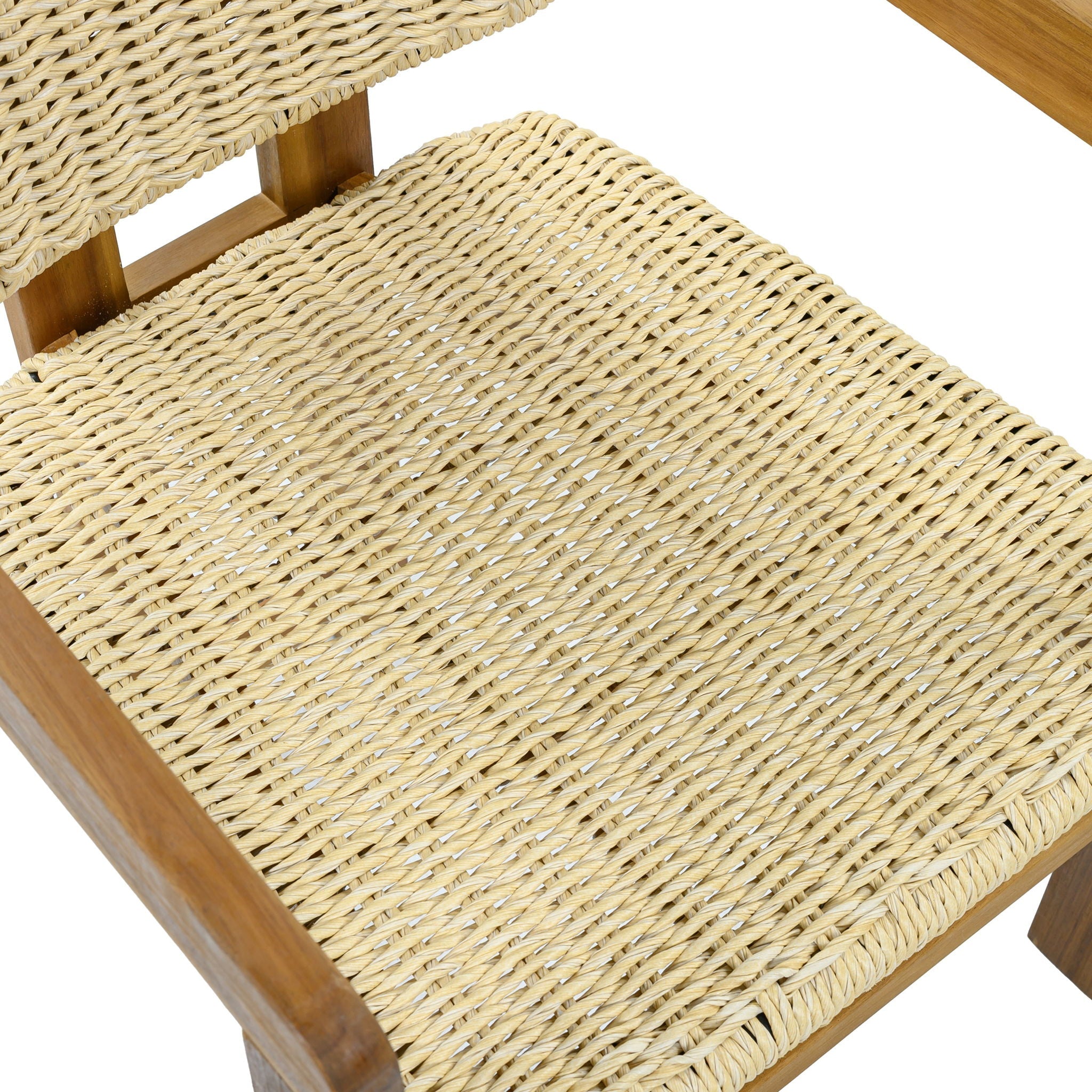 Acacia Wood & Rattan Patio Armchairs - Set of 2
