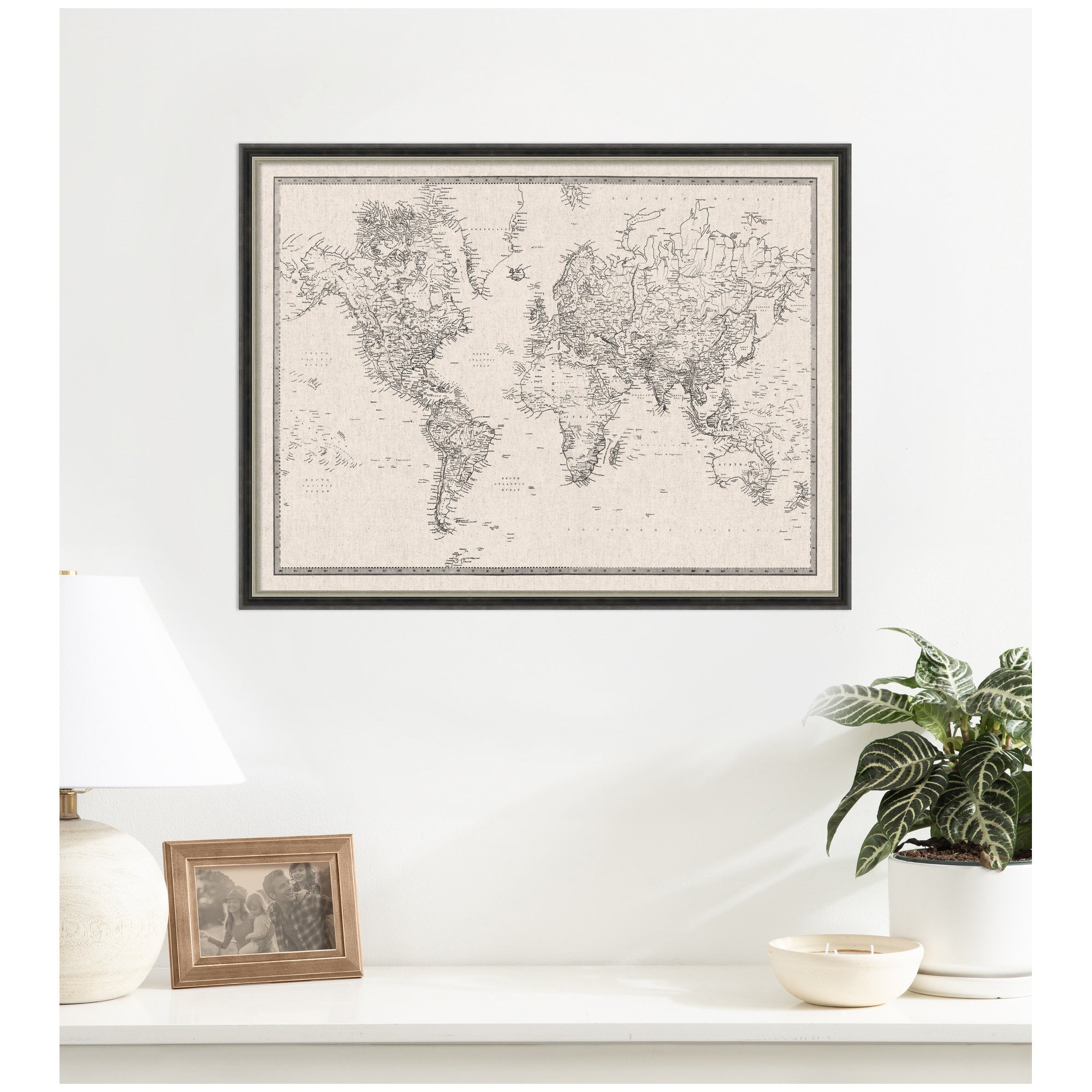 Vintage World Map Fabric Pinboard