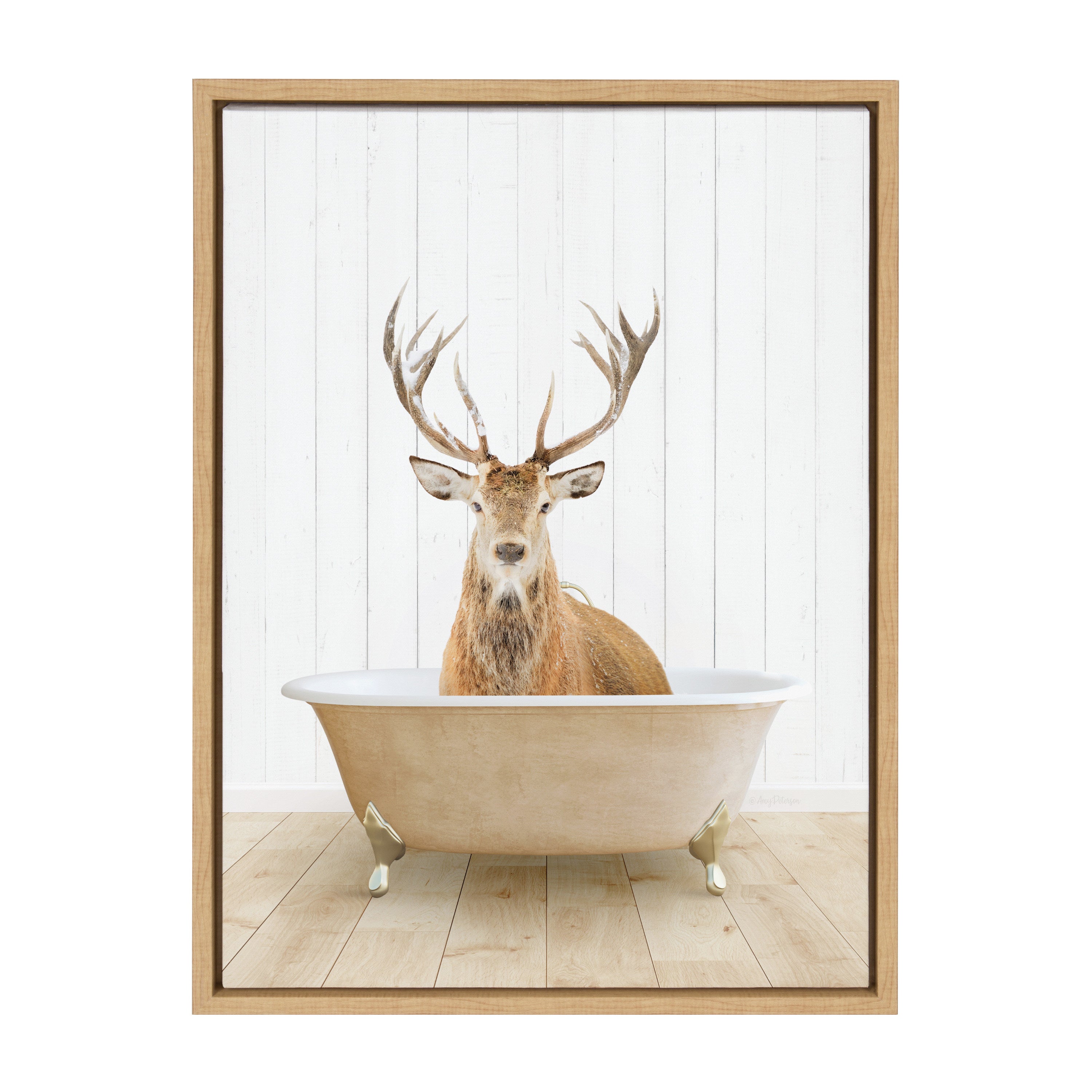 Sylvie Stag Farmhouse Bath Framed Canvas by Amy Peterson Art Studio