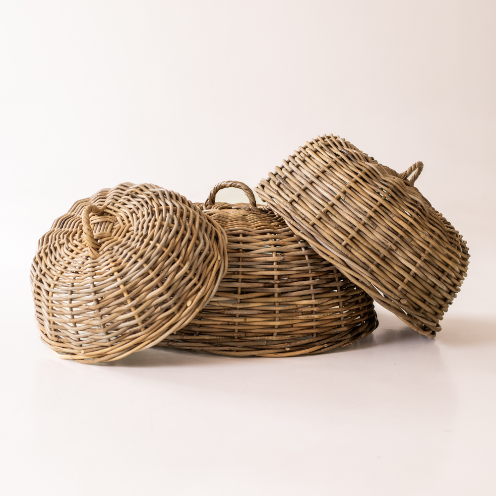 Rattan cloche dome food cover for dining tables