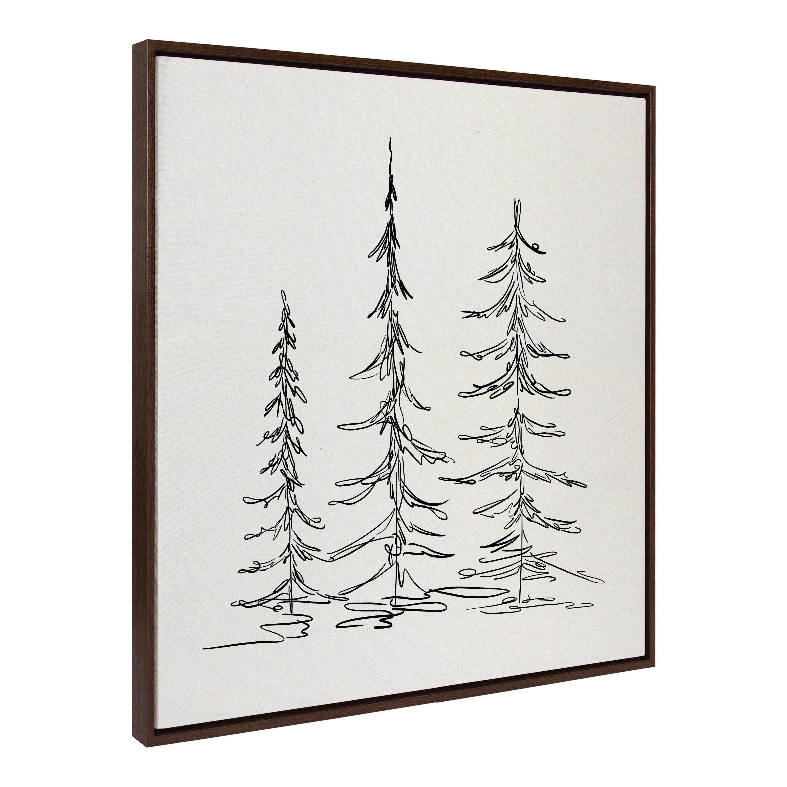 Sylvie Minimalist Evergreen Trees Framed Canvas Art