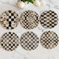 Courtly Check Ceramic Coasters — Set of 6