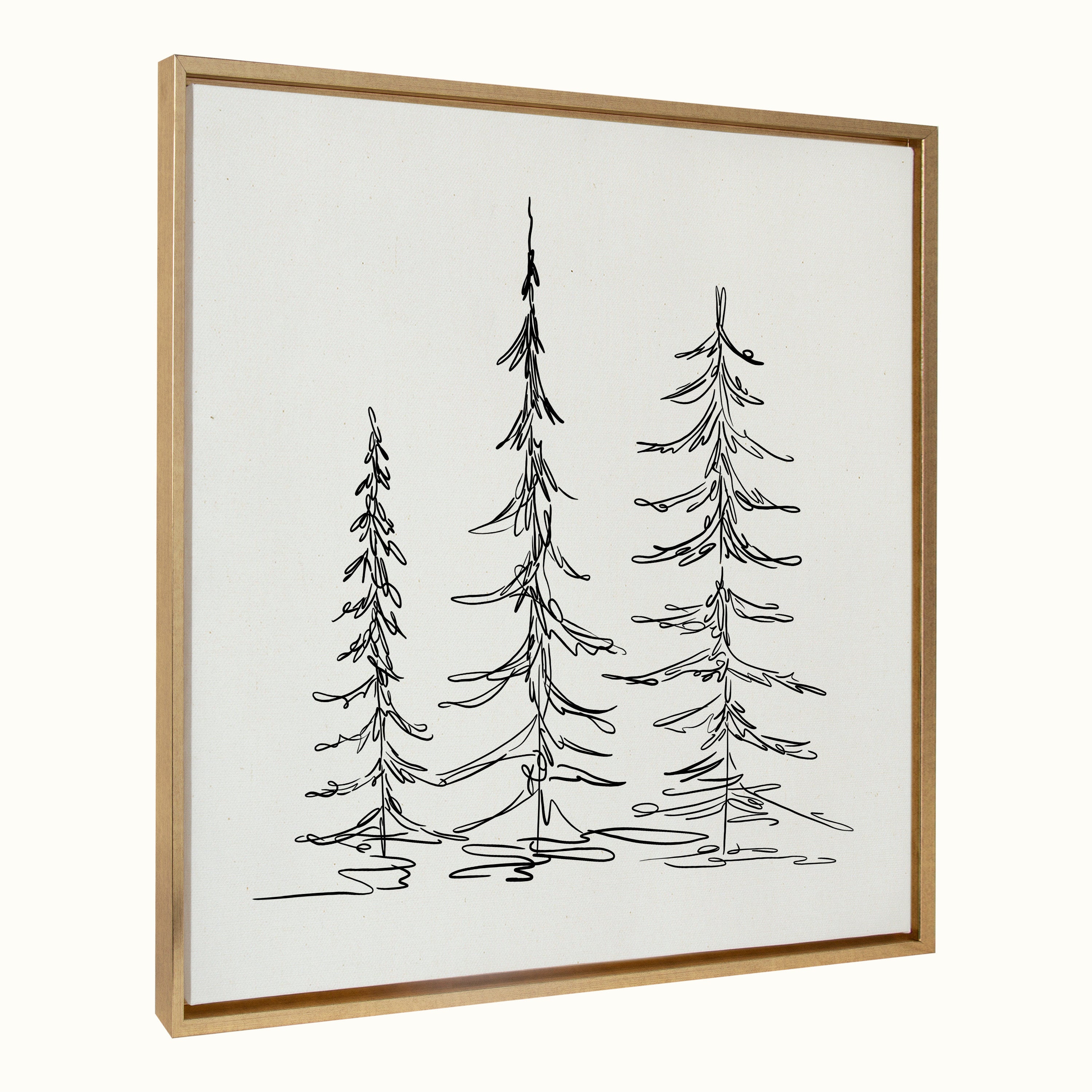 Sylvie Minimalist Evergreen Trees Framed Canvas Art