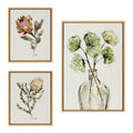 Sylvie Greenery Vase & Protea 3-Piece Framed Canvas Art Set