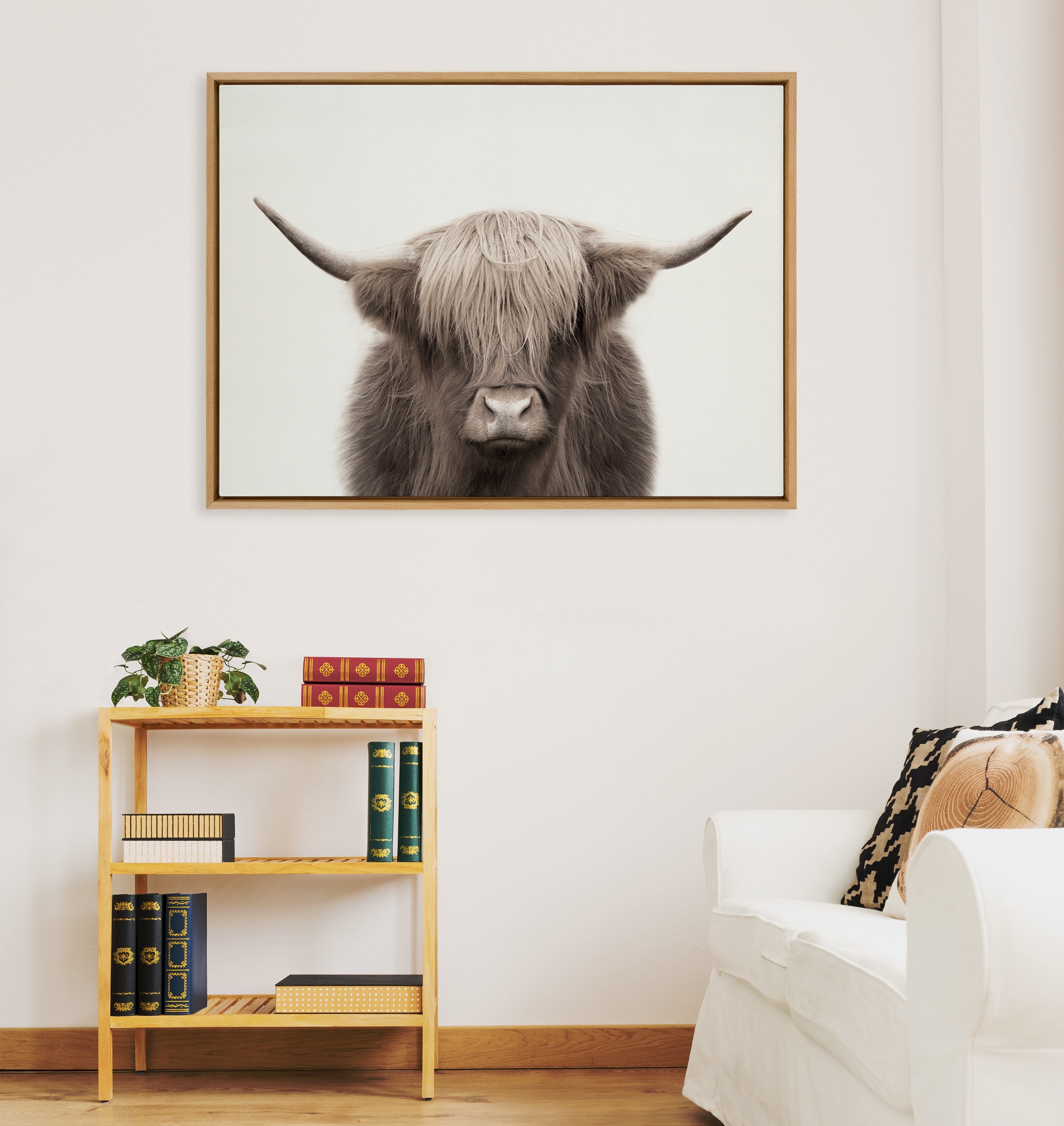 Sylvie Hey Dude Highland Cow Framed Canvas Art