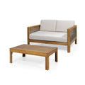 Acacia Wood Loveseat & Coffee Table Patio Set