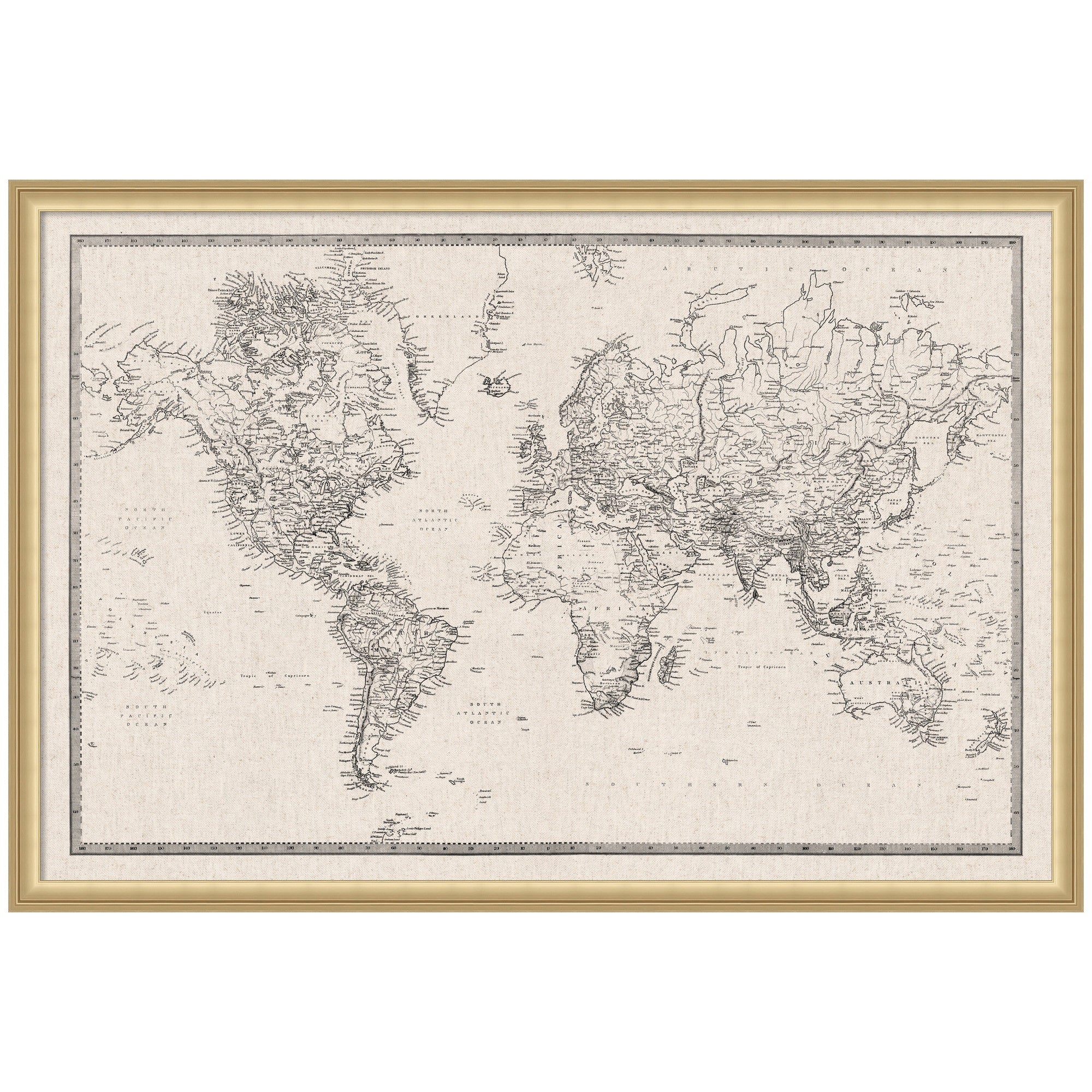 Vintage World Map Fabric Pinboard