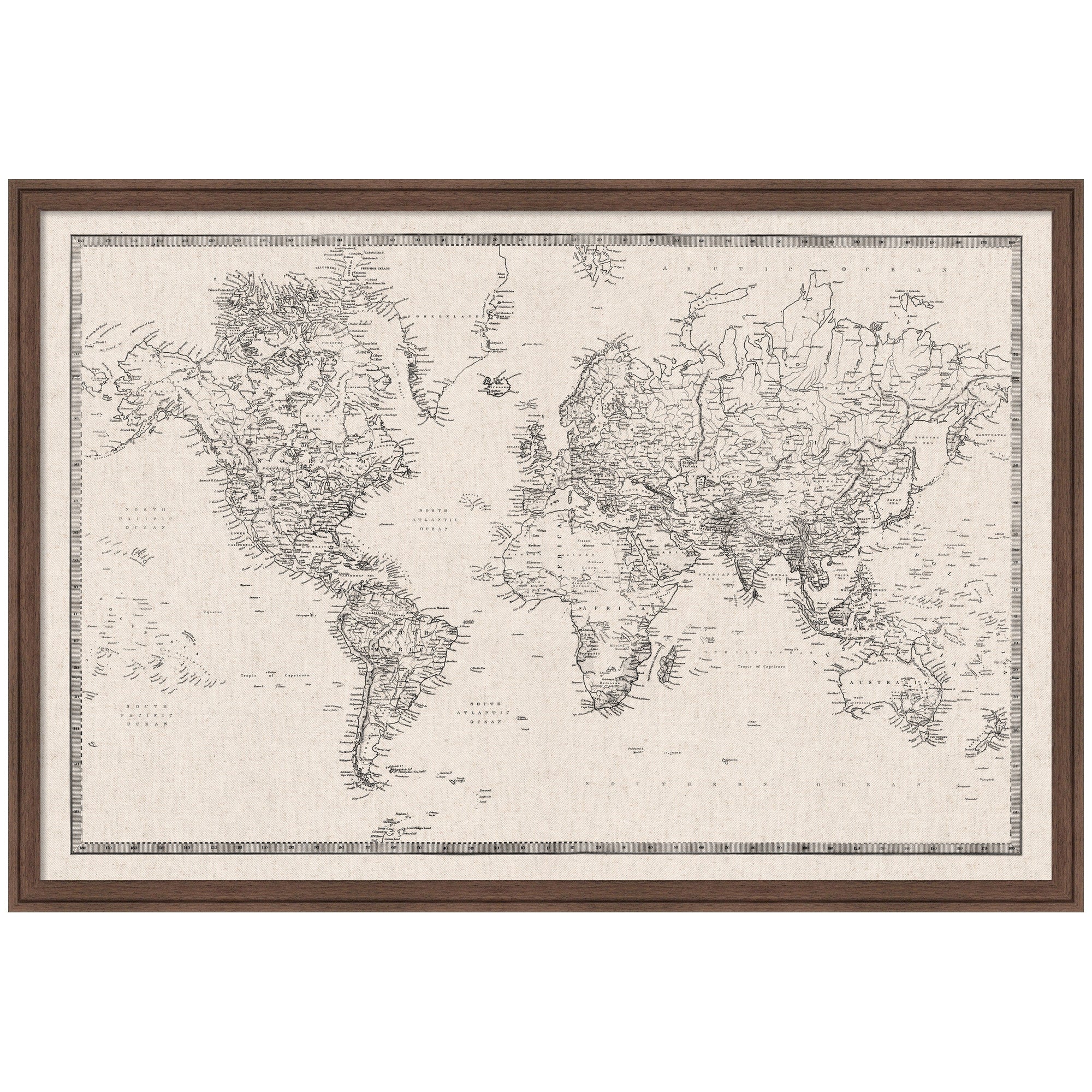 Vintage World Map Fabric Pinboard