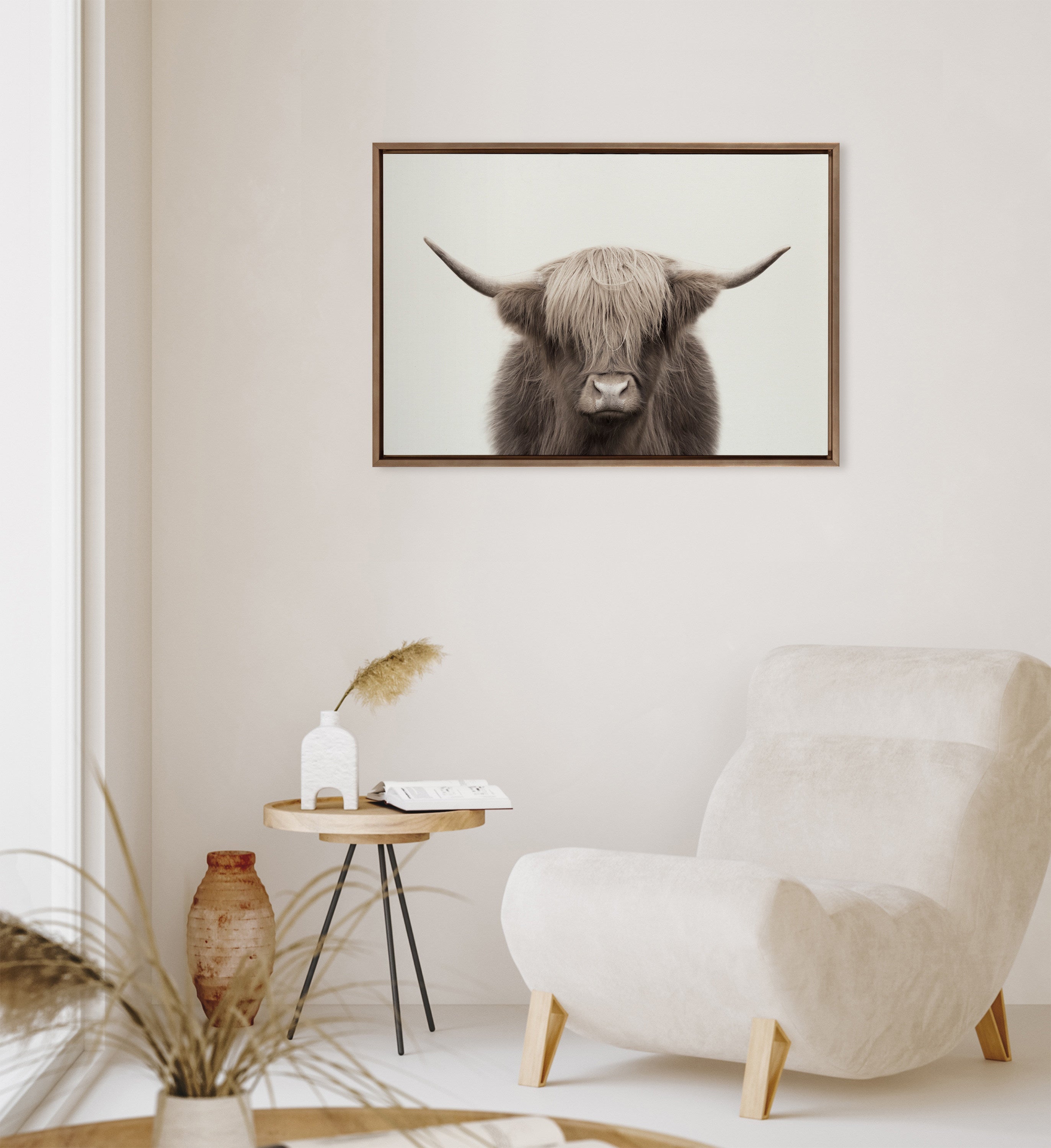 Sylvie Hey Dude Highland Cow Framed Canvas Art