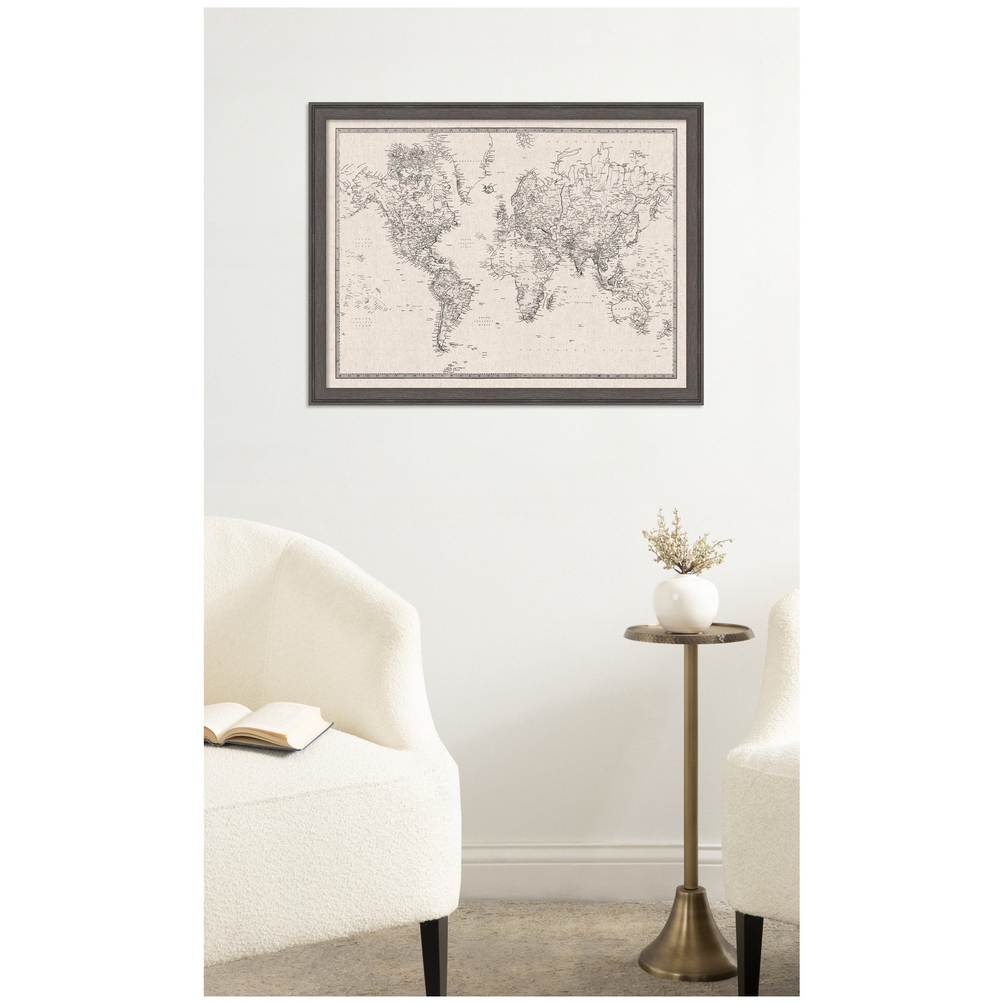Vintage World Map Fabric Pinboard