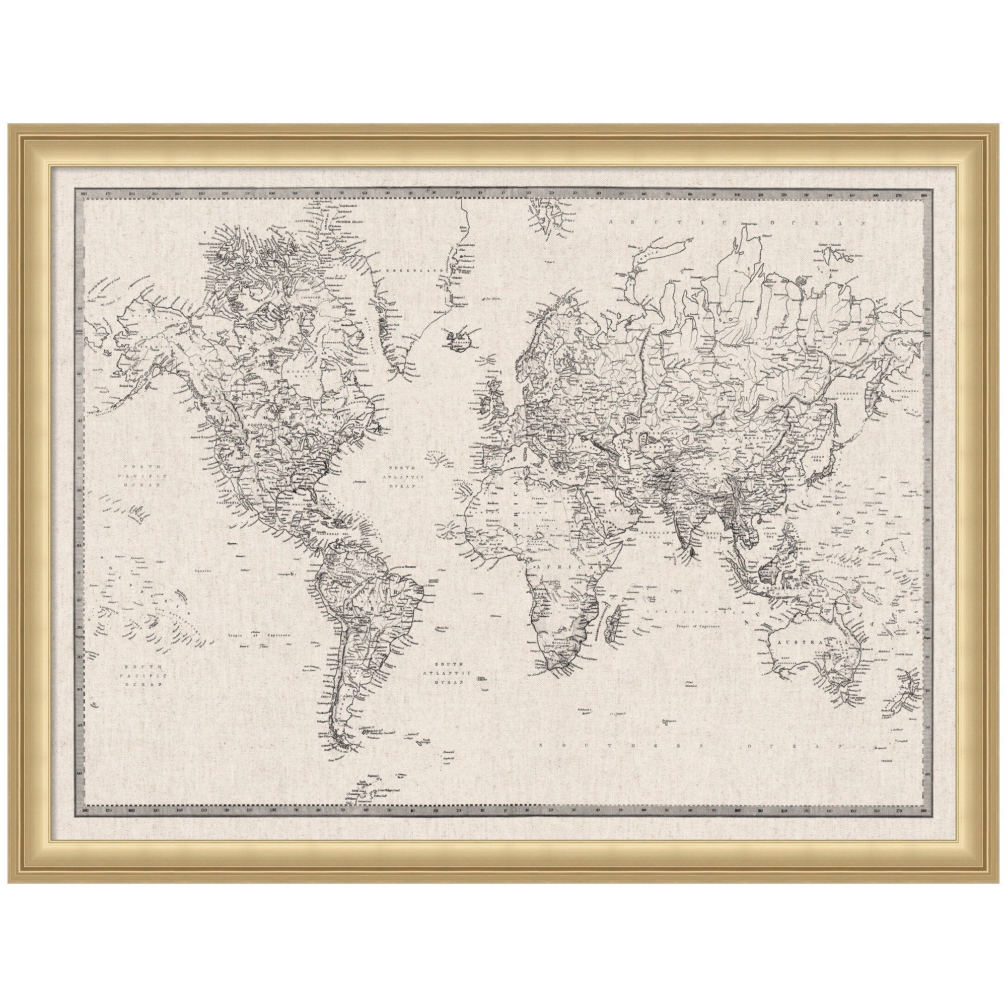 Vintage World Map Fabric Pinboard