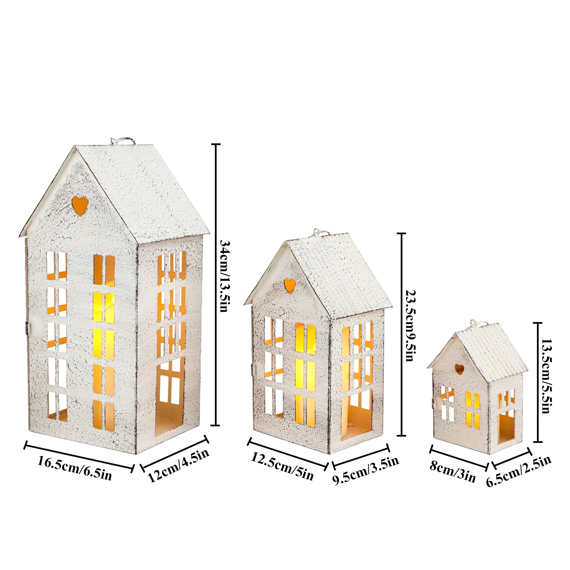 Village Farmhouse House Candle Holders — Set of 3 – alternate product view