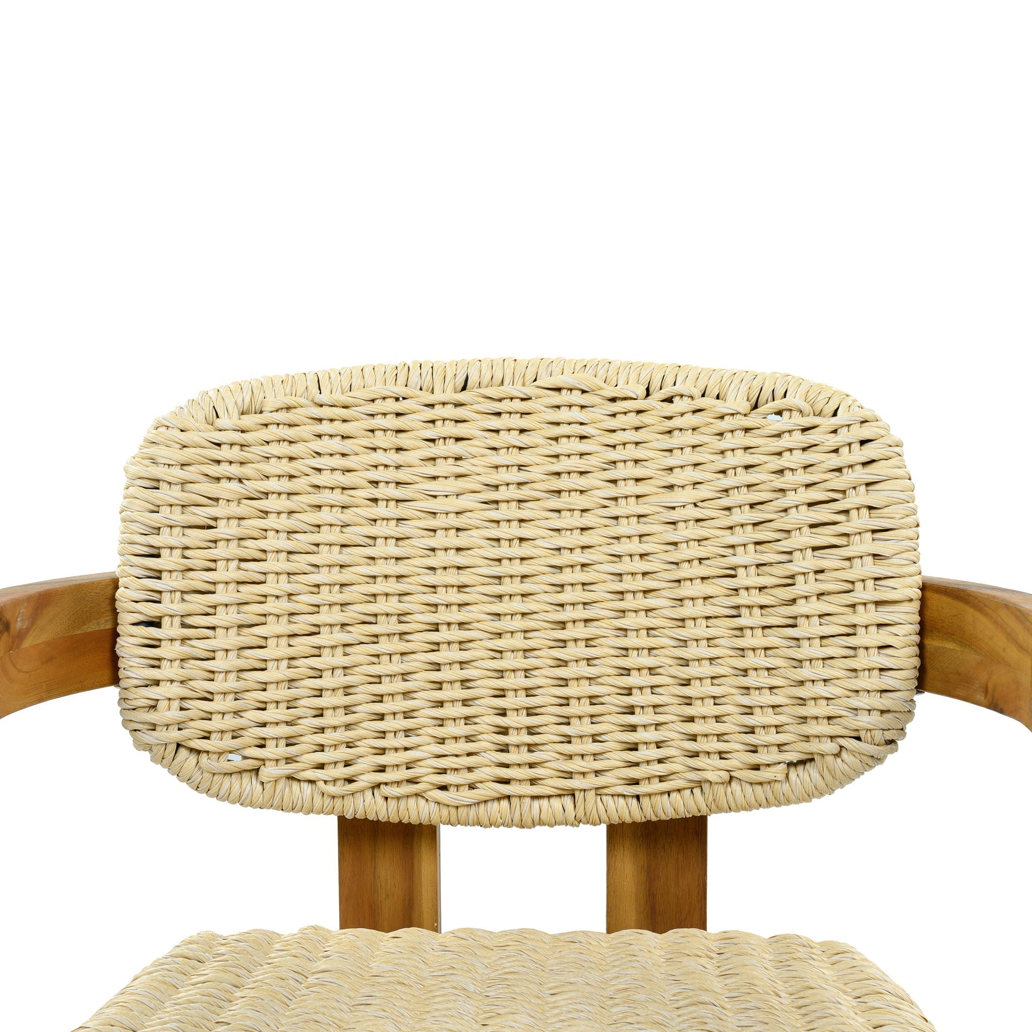 Acacia Wood & Rattan Patio Armchairs - Set of 2