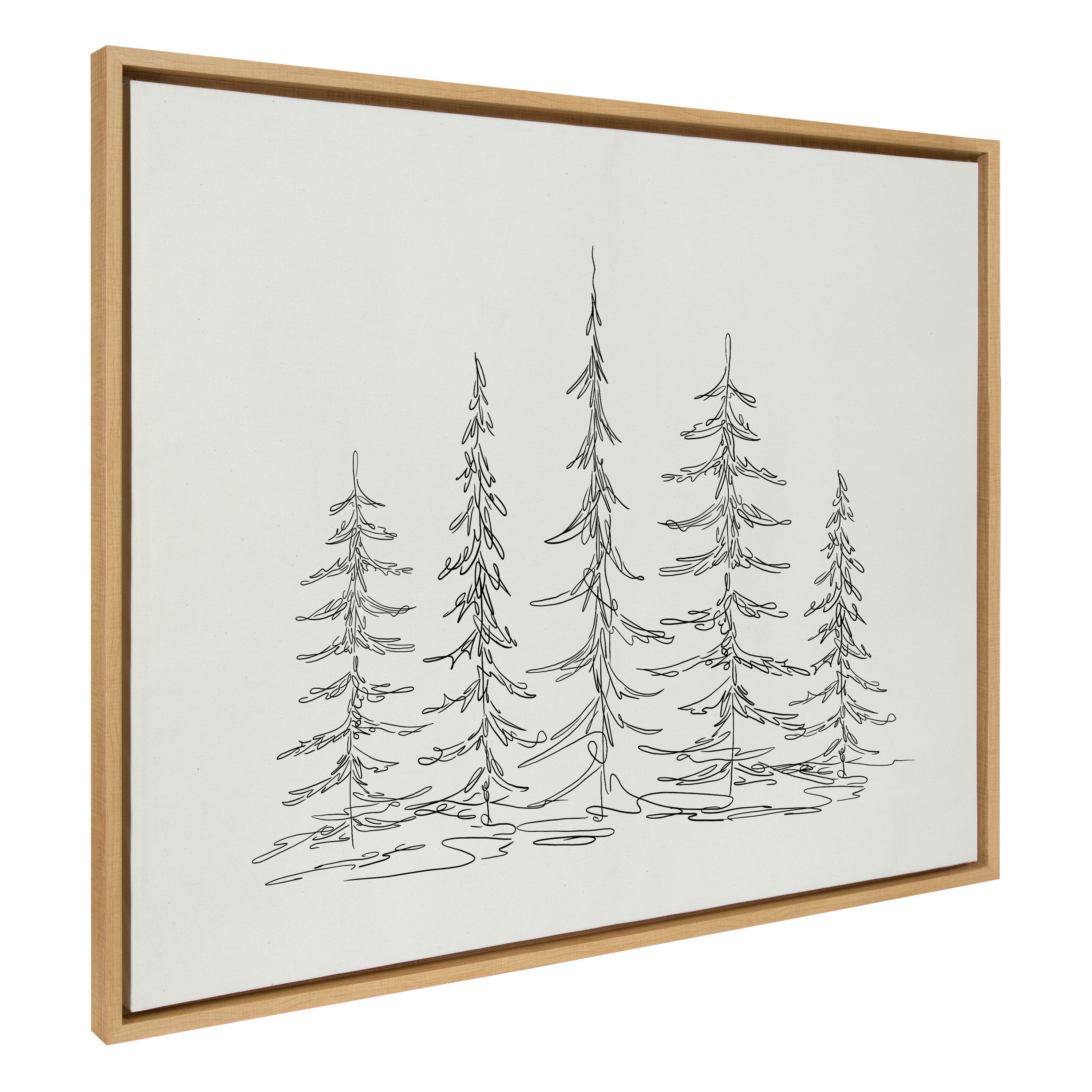 Sylvie Minimalist Evergreen Trees Framed Canvas Art