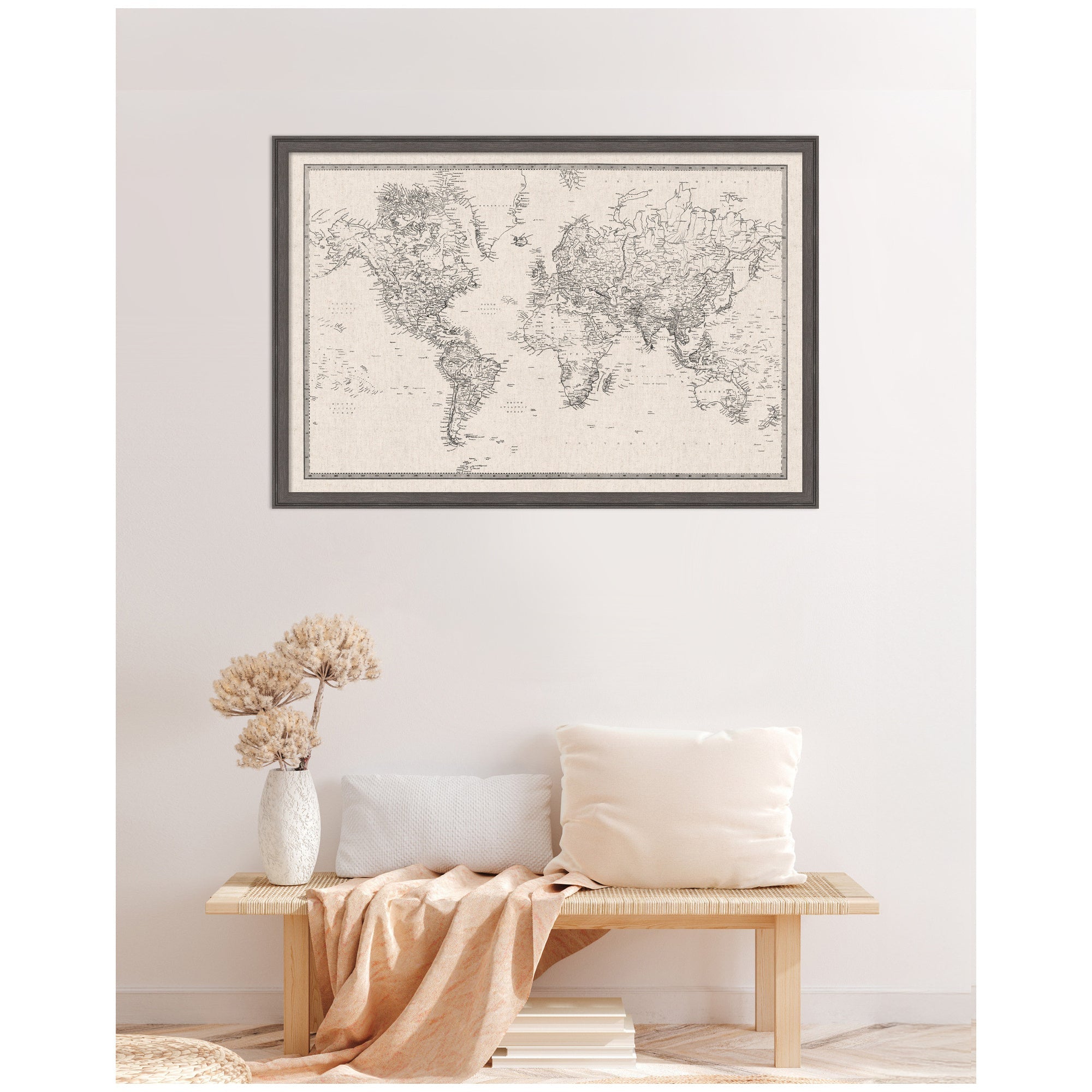Vintage World Map Fabric Pinboard