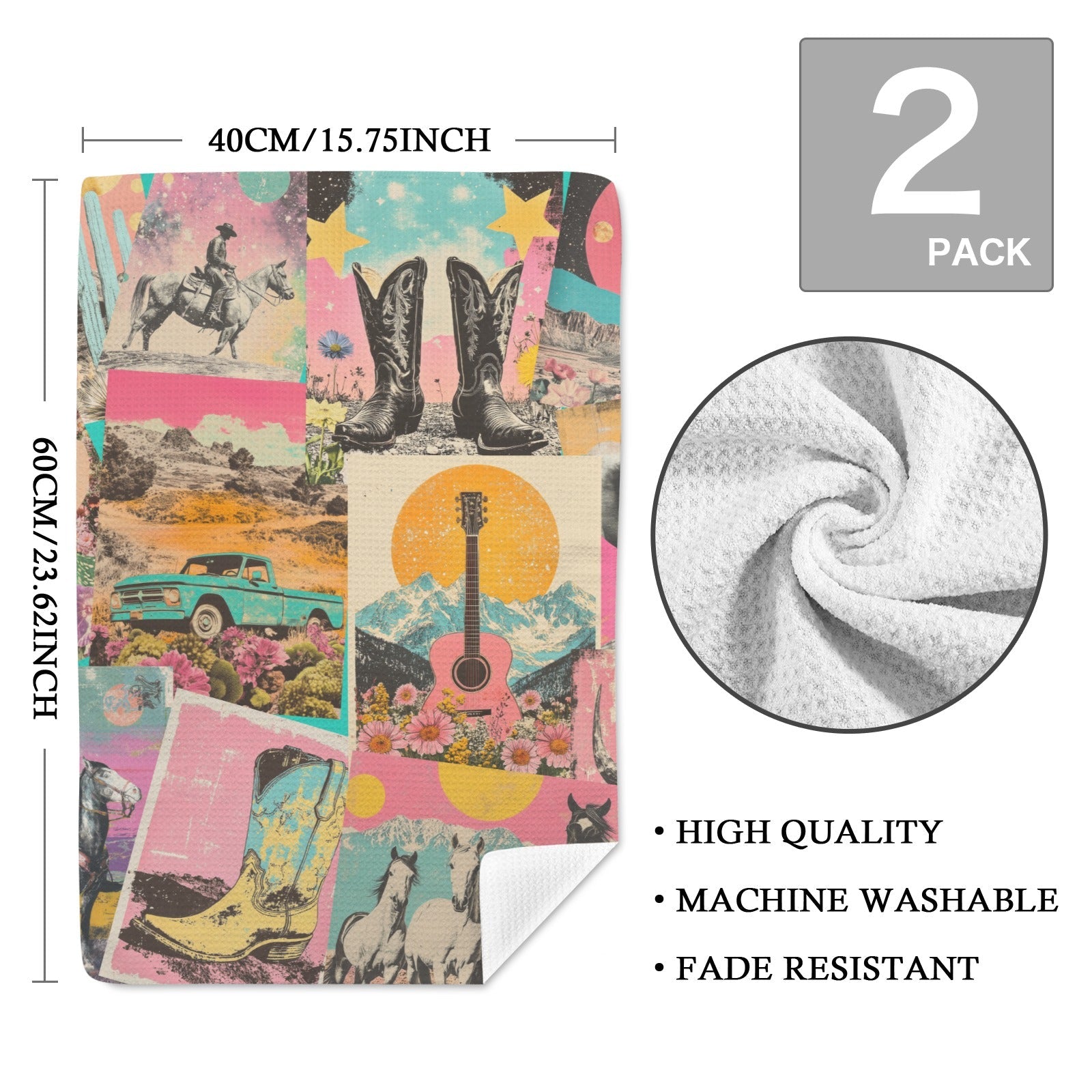 Baha Ranch Retro Pop Western Kitchen Towels — Set of 2 – alternate product view