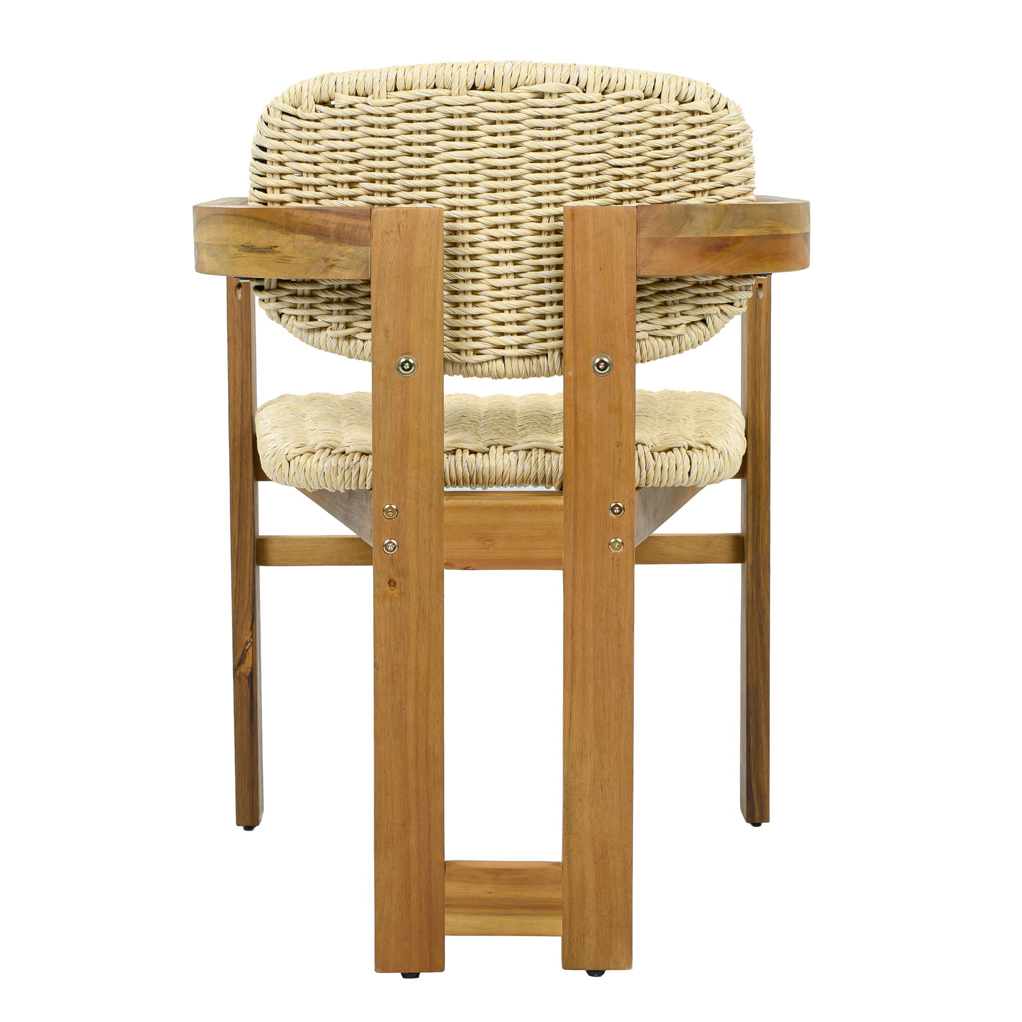 Acacia Wood & Rattan Patio Armchairs - Set of 2