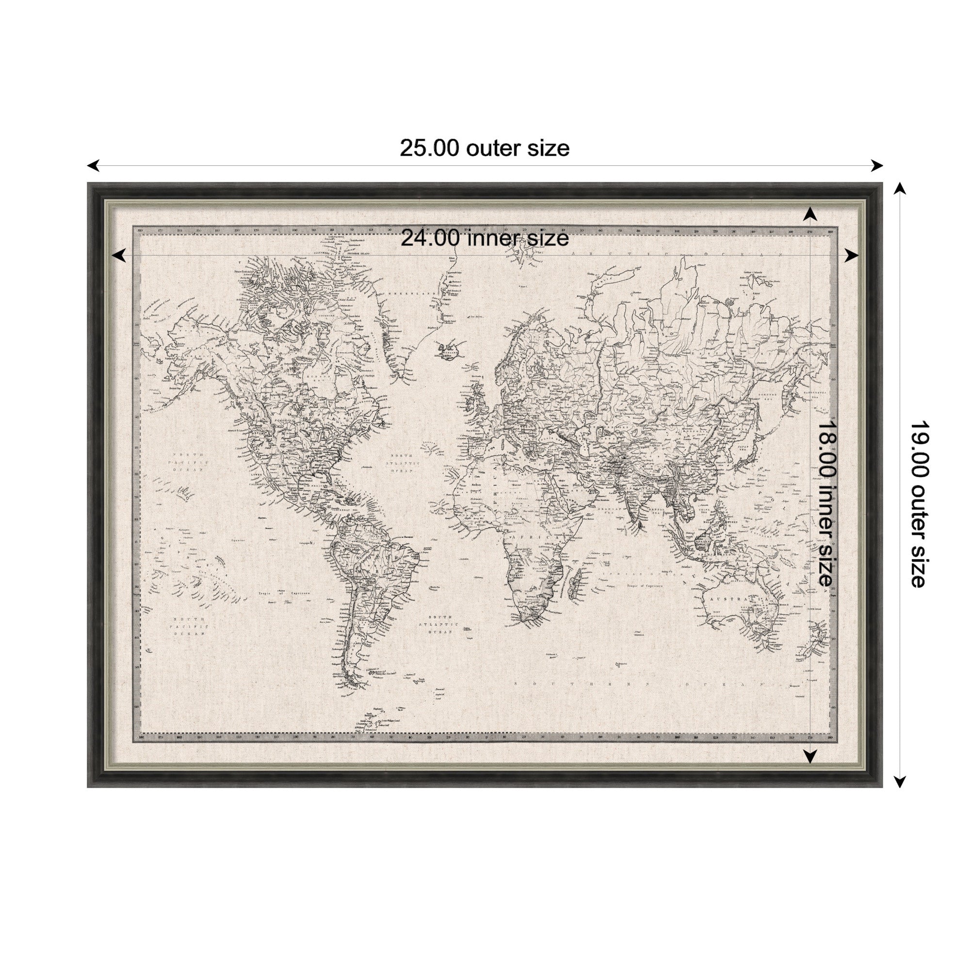 Vintage World Map Fabric Pinboard