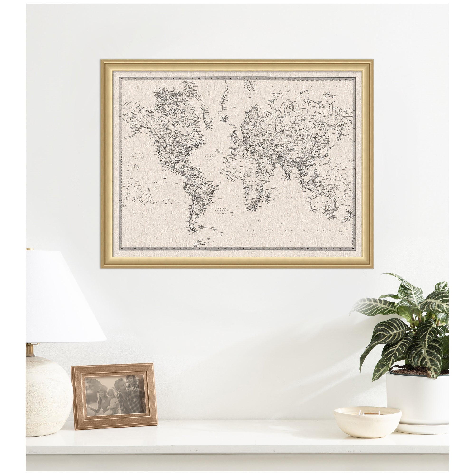 Vintage World Map Fabric Pinboard
