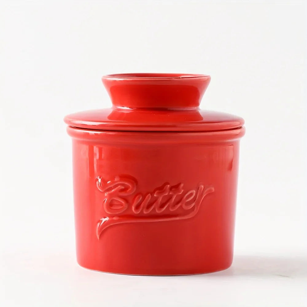 Marble-texture ceramic butter dish