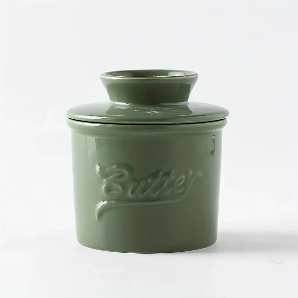 Marble-texture ceramic butter dish