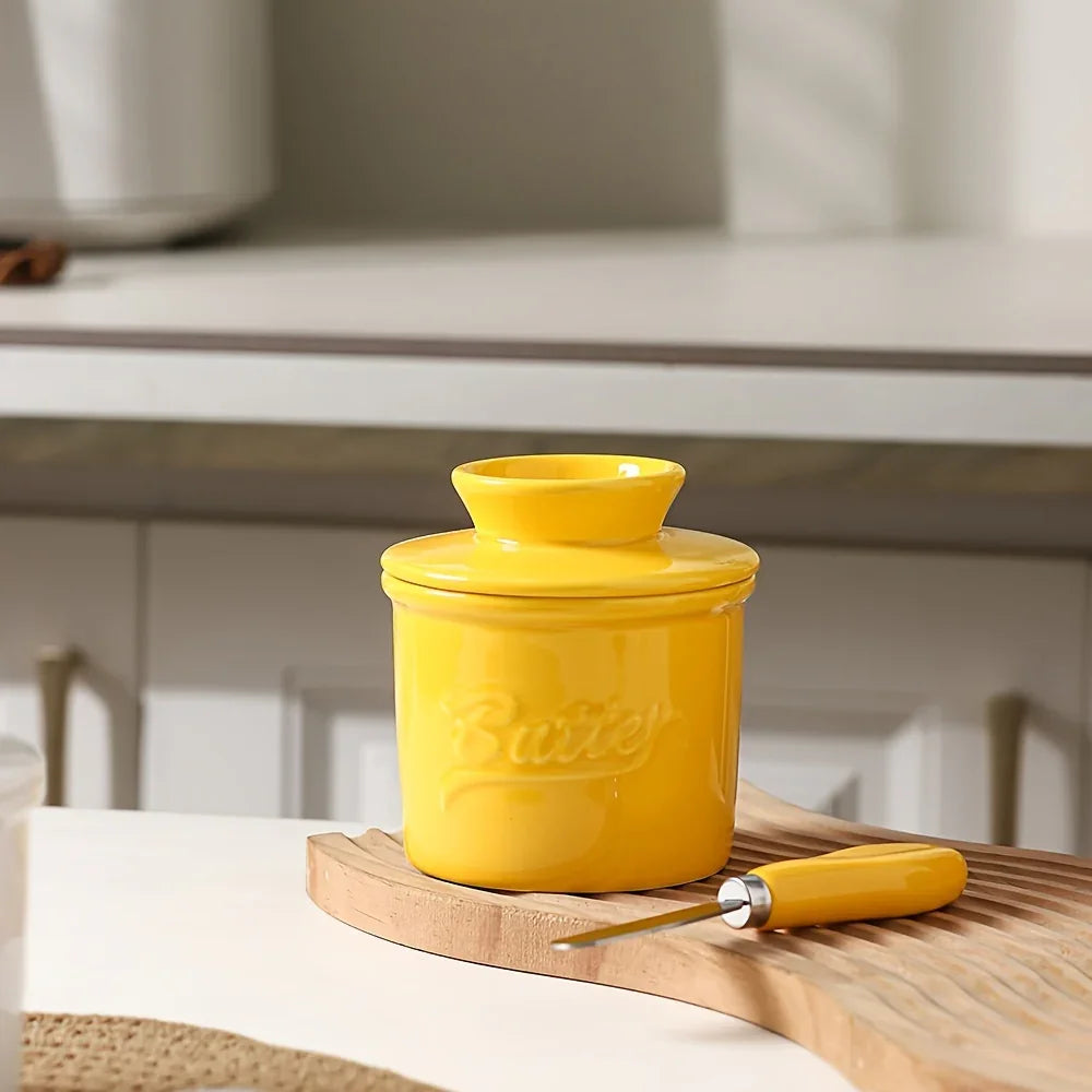Marble-texture ceramic butter dish