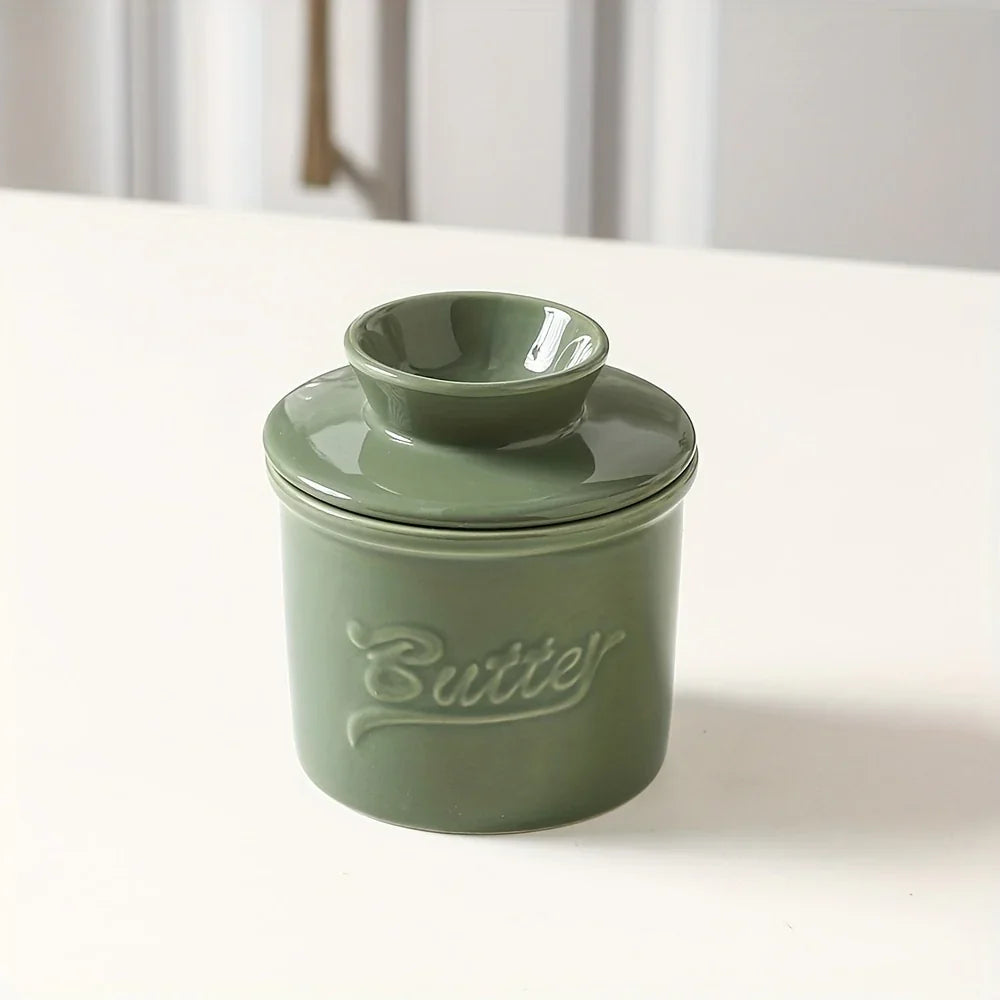 Marble-texture ceramic butter dish