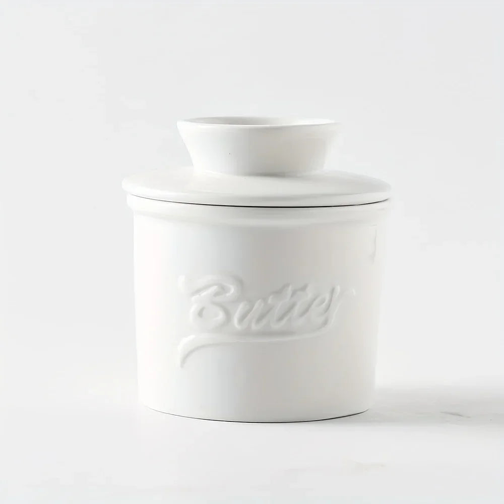 Marble-texture ceramic butter dish
