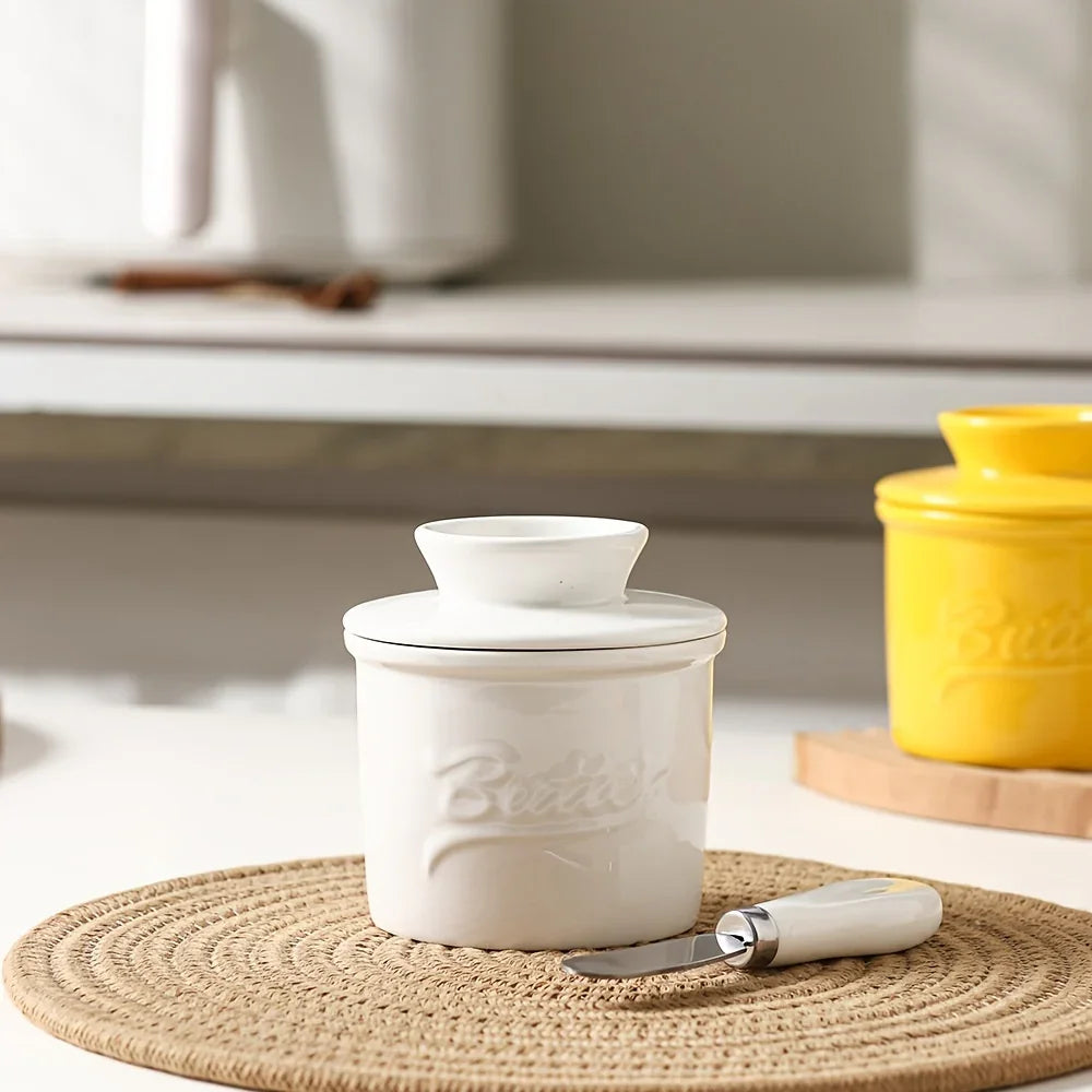 Marble-texture ceramic butter dish